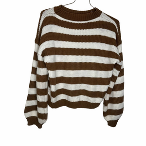 SHEIN Tan & White Sweater-Small